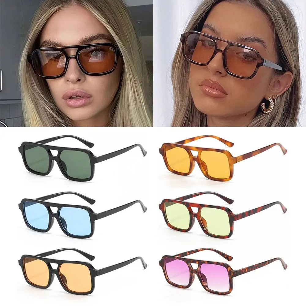 Gafas de sol de leopardo Retro con estilo a la moda UV400, gafas de sol cuadradas para ocio al aire libre para hombres, gafas de moda para mujeres y hombres - imagen 5