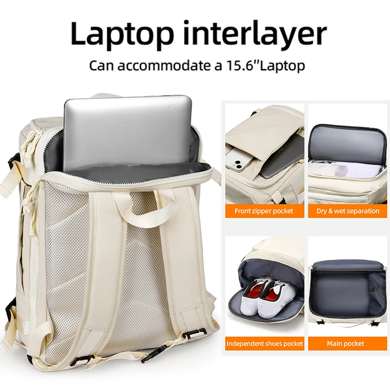 Mochila de escalada para mujer, viaje, fin de semana, senderismo, mochila para ordenador portátil con zapatos, mochila de equipaje ligera, mochila escolar grande - imagen 4