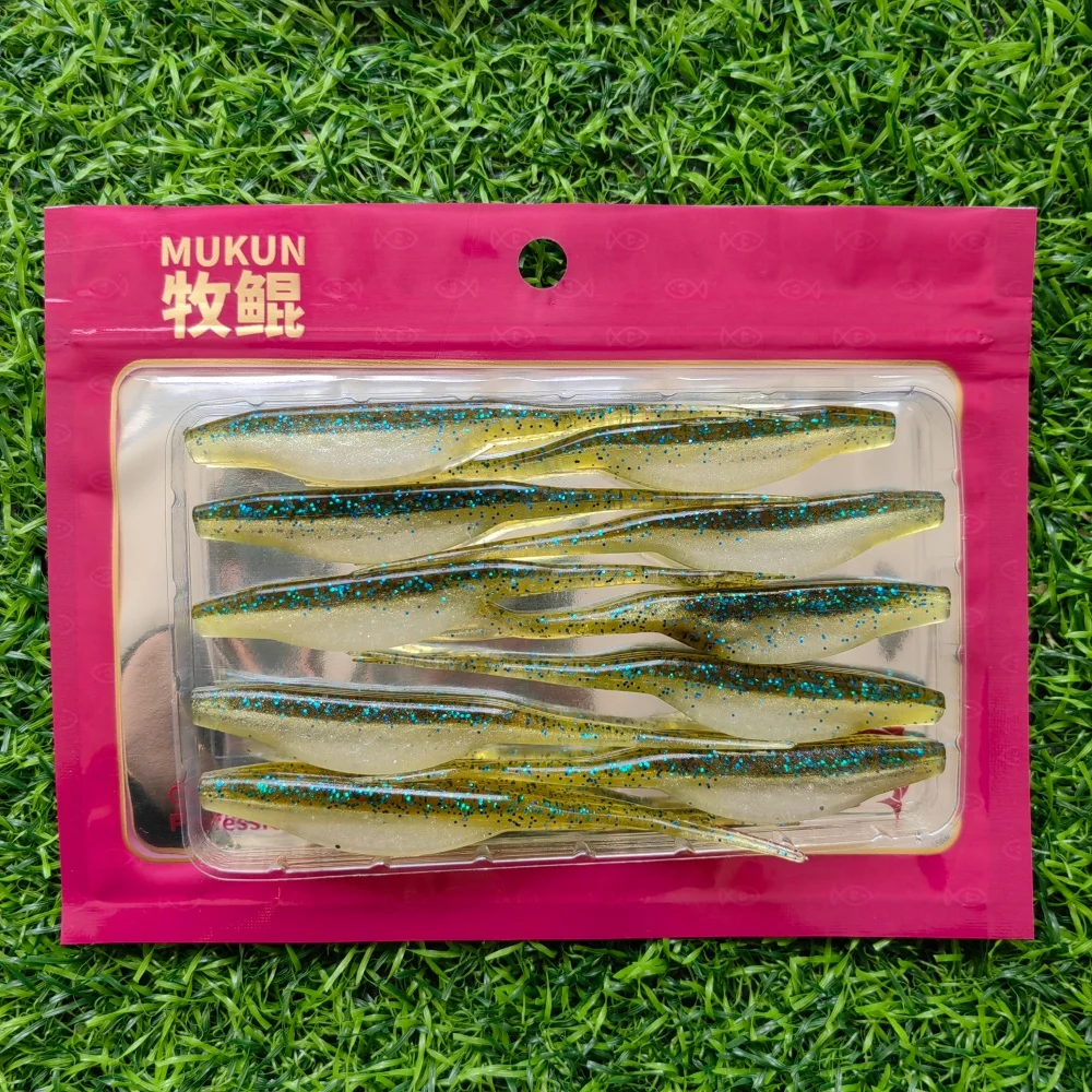 MUKUN Vinilos Shad con aroma – Cola horquilla para mar