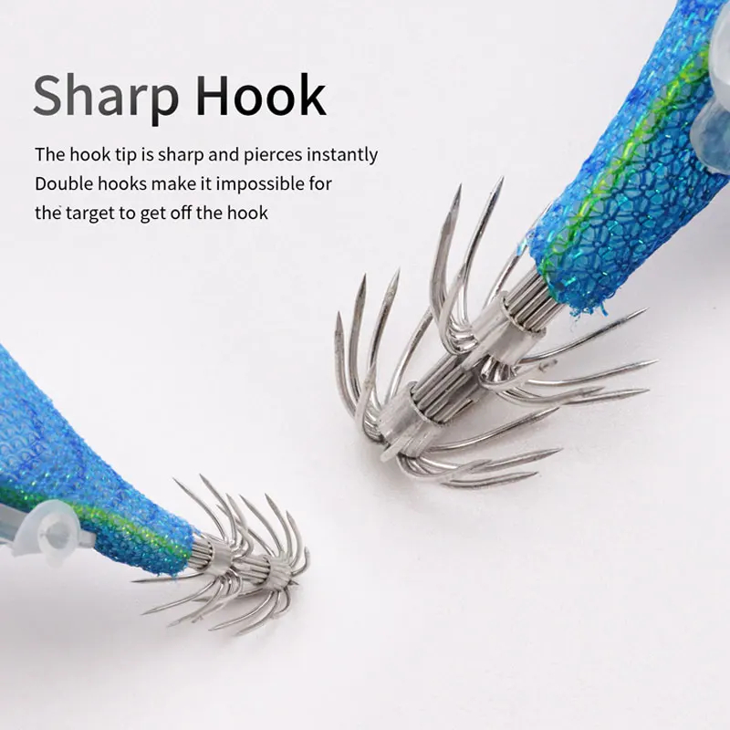 ZYZ-señuelo de pesca de mar con camarones de madera, luminoso con sonajero, cebo para pescar, puede atar en la espalda, calamar, pulpo, sepia, camarones - imagen 5