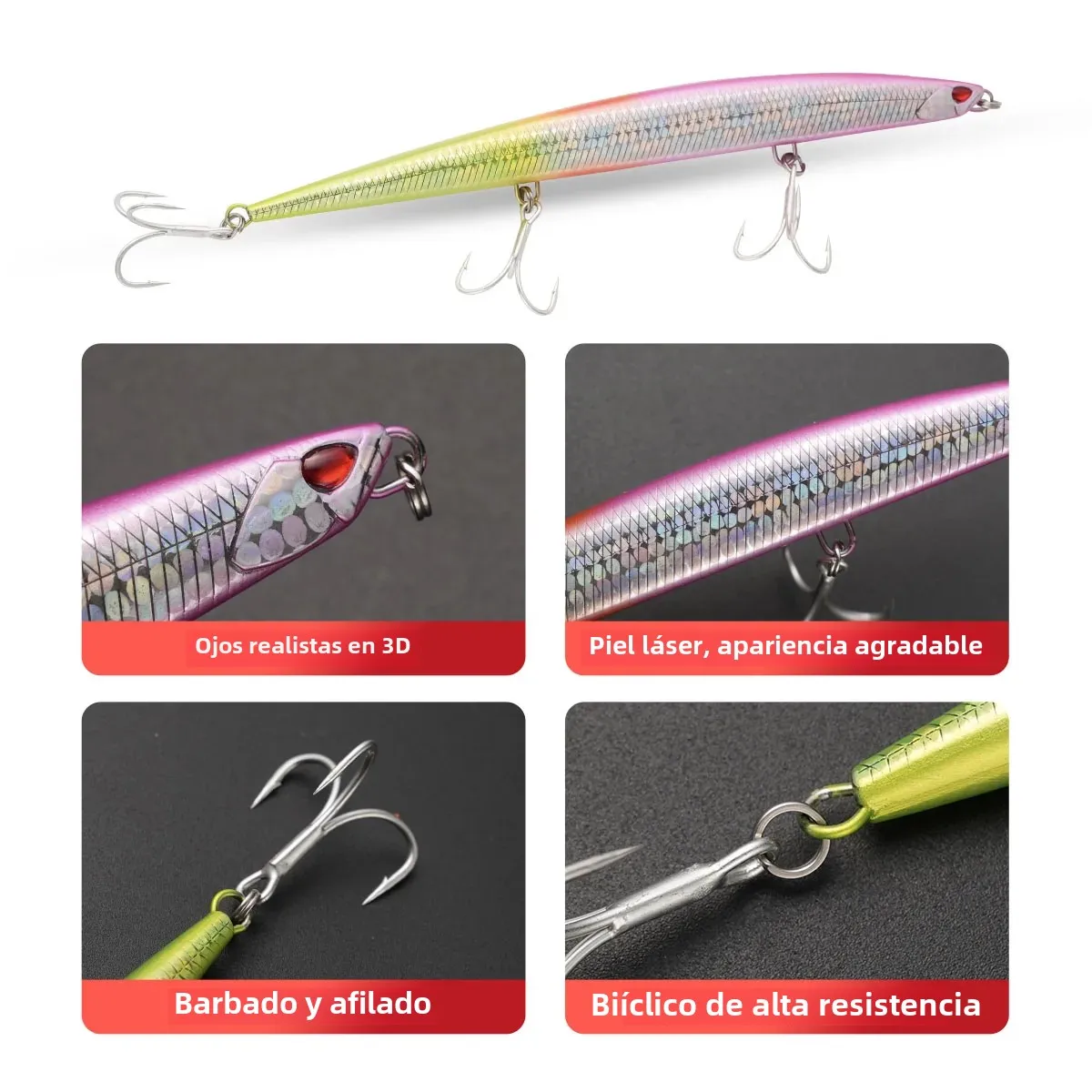 Señuelo de pesca Jerkbait de pececillo de hundimiento pesado, 180mm, 52G, aparejos de cebo de lubina de agua salada y tierra - imagen 2