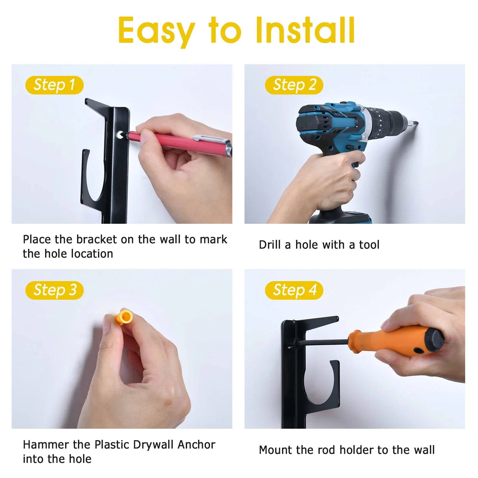 Goture-Soporte de Metal para caña de pescar, accesorio de montaje en pared Modular para aparejos de pesca, retenedor de pared, 5 unidades - imagen 5