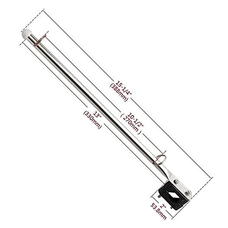 Asta de bandera de montaje en riel de acero inoxidable, accesorios de barco, yate, Lancha, se adapta a rieles, asta de pesca - imagen 2