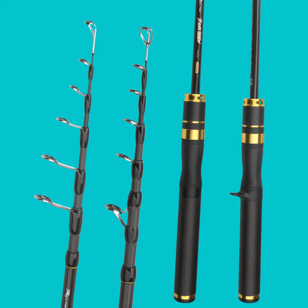 ROLLFISH UL Caña de pescar liviana de fibra de carbono de viaje telescópica portátil para lubina, panfish y agua salada, incluye línea de PE de 100 m - imagen 2