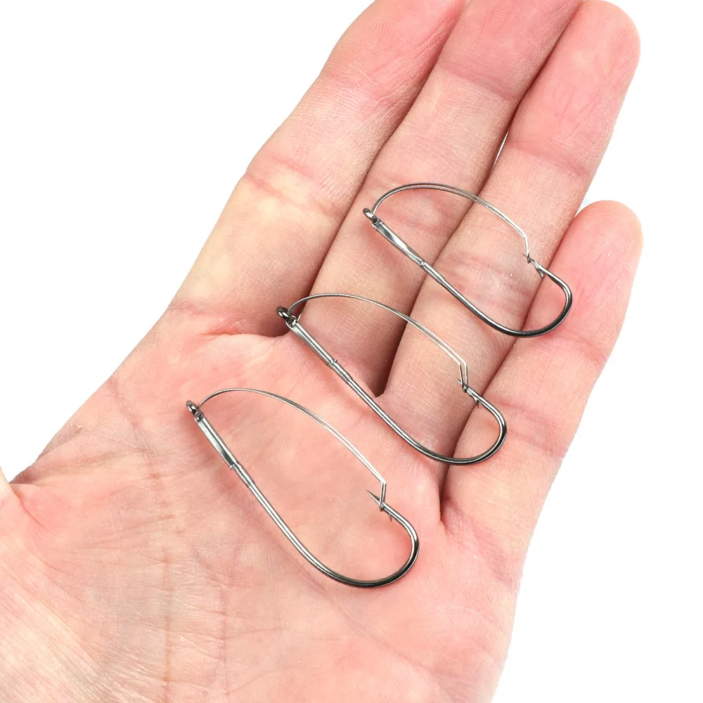 10 unids/caja de anzuelos de pesca locos sin malezas, anzuelo de púas, anzuelos de gusano, anzuelo de acero rico en carbono - imagen 3