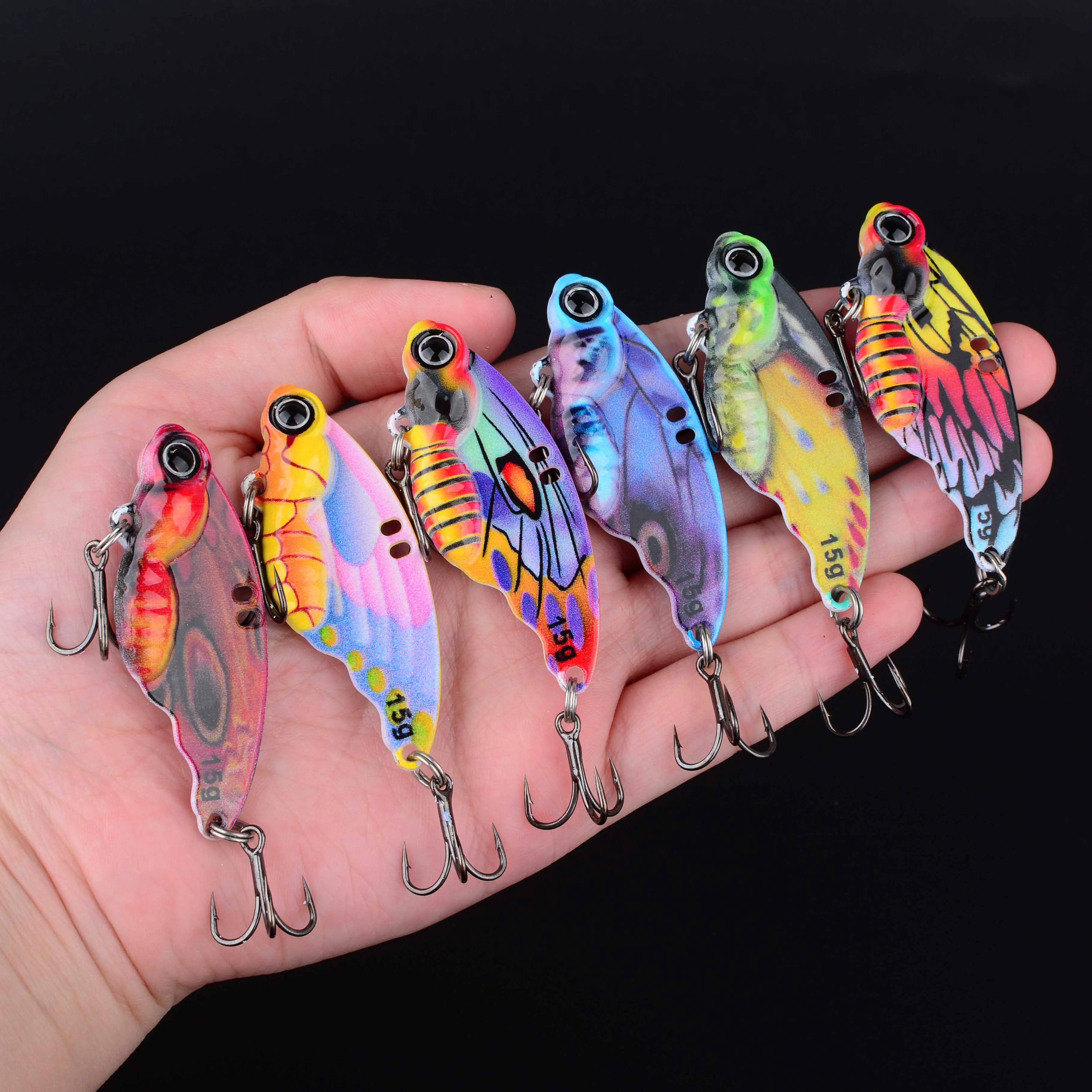 Señuelos de pesca VIB de Metal, cuchara vibratoria de mariposa, Crankbaits que se hunden, Wobbler, Swimbait, plantillas, aparejos de cebo Artificial, 6 uds.