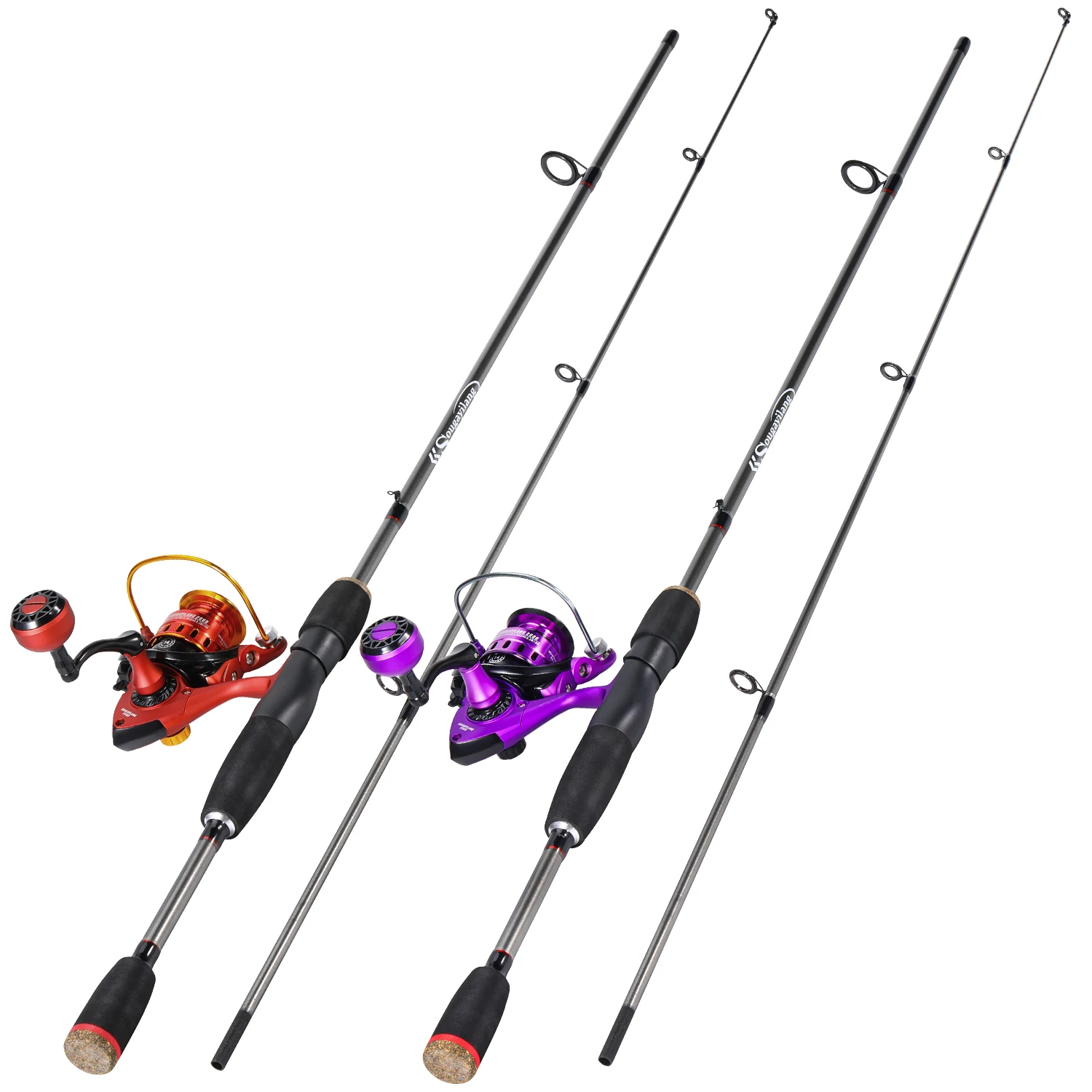 Sougayilang-caña de pescar giratoria, caña de fibra de vidrio de 2 secciones y carrete de Pesca, Kit completo de arrastre máximo de 5kg, Pesca de lubina de agua dulce