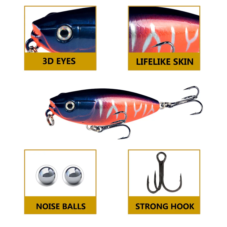 Señuelo de pesca con lápiz flotante, Wobblers, cebo duro de plástico Artificial, aparejos de pesca de lubina, Lucio, pececillos, 6 uds. - imagen 3