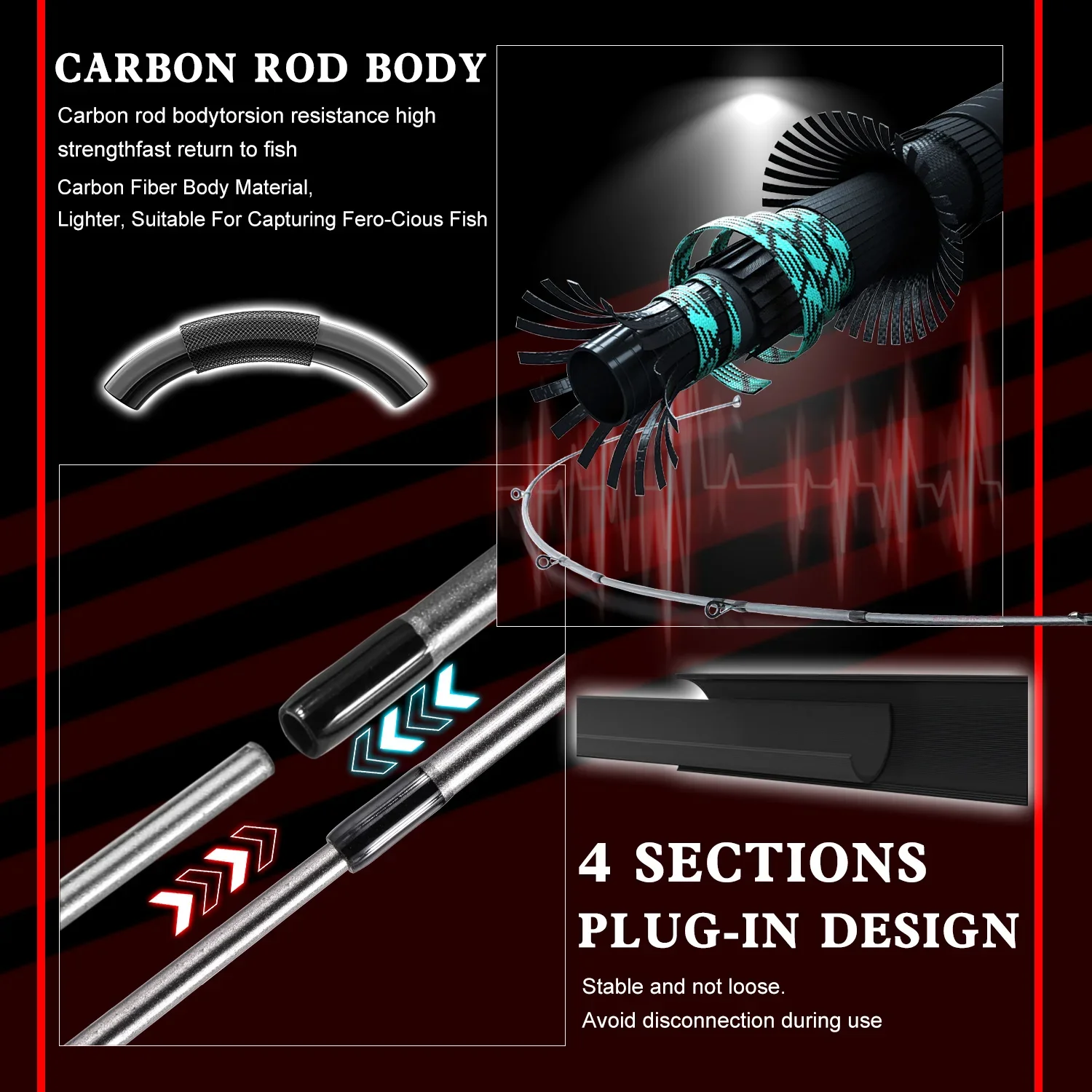 Sougayilang-caña de pescar Baitcasting y carrete combinado, caña de pescar de 5 secciones y carrete de relación de engranaje 7,2: 1, Kit completo para pesca de carpa lubina - imagen 4