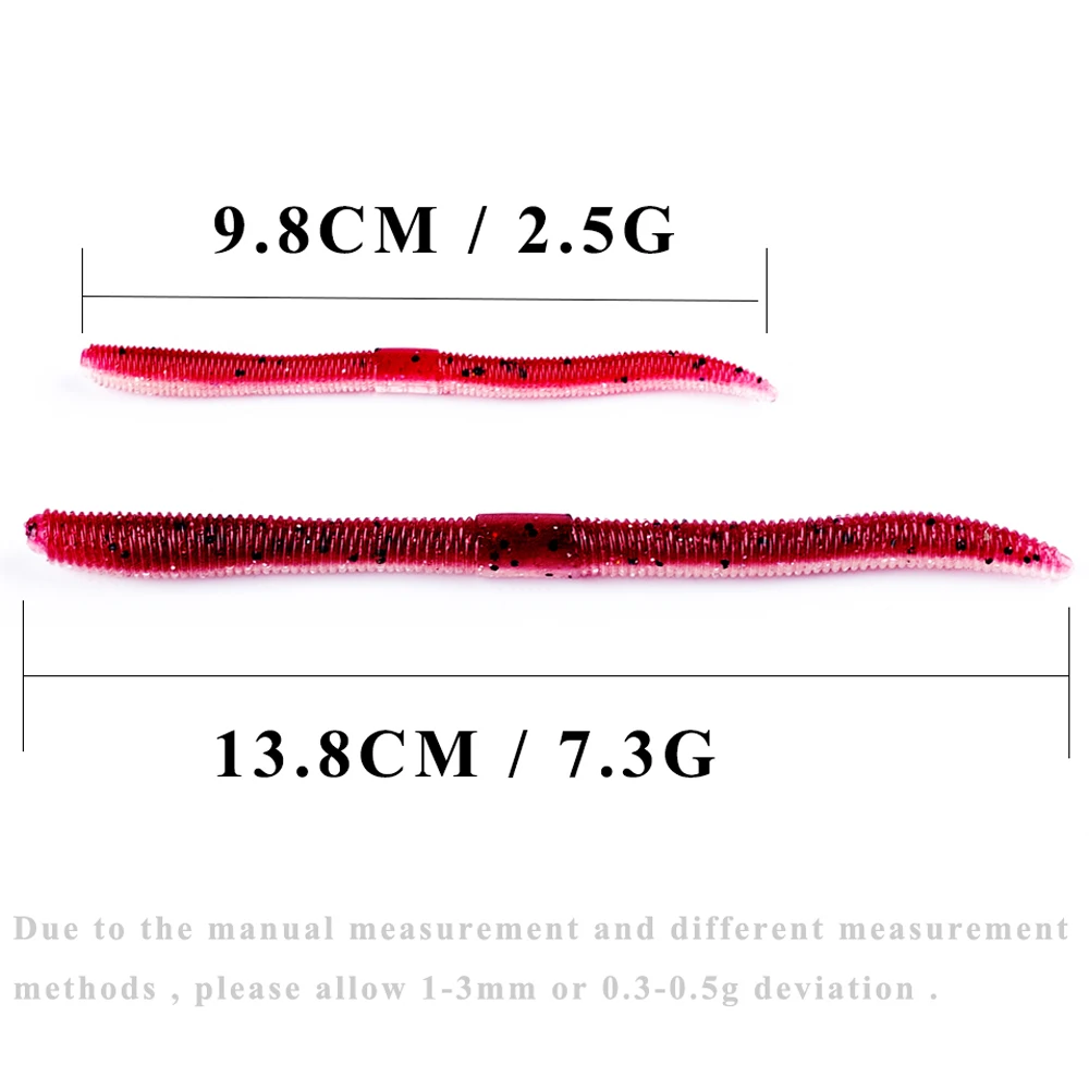 CCLTBA cebo blando de gusano 9,8 cm 13,8 cm Señuelos de pesca de silicona 15 Uds 10 unids/bolsa aparejos de señuelos blandos de lombriz de tierra - imagen 2