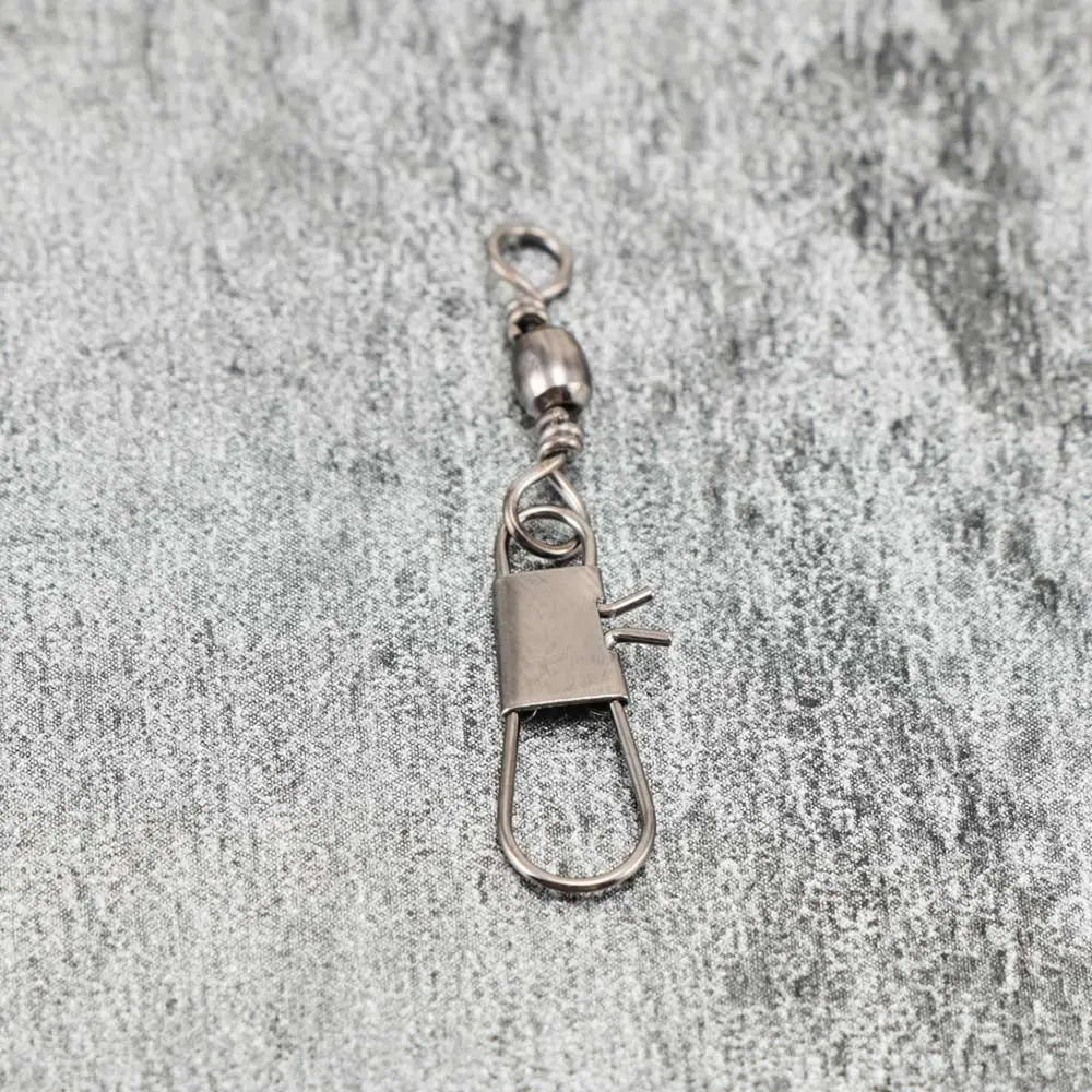 100 unids/lote accesorios para aparejos de pesca conector de pesca de 30mm con bloqueo bola de presión barril giratorio enlace de Pin anillos sólidos - imagen 2