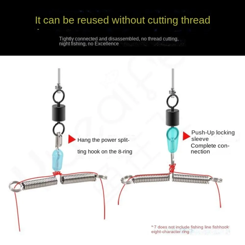Anzuelos de equilibrio de acero inoxidable, 10 piezas, línea de pesca, bifurcación espacial, doble gancho, abrazadera de alambre, ocho tipos, dispositivo Contactor - imagen 4