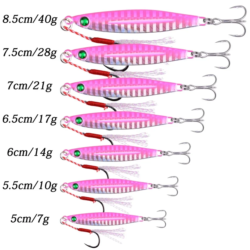 Señuelos de Metal de fundición lenta para Pesca de carpa, cebo de Pesca de mar, 10 piezas, 7/10/14/17/21/28/40G, cuchara Crankbait Jig Wobbler - imagen 3