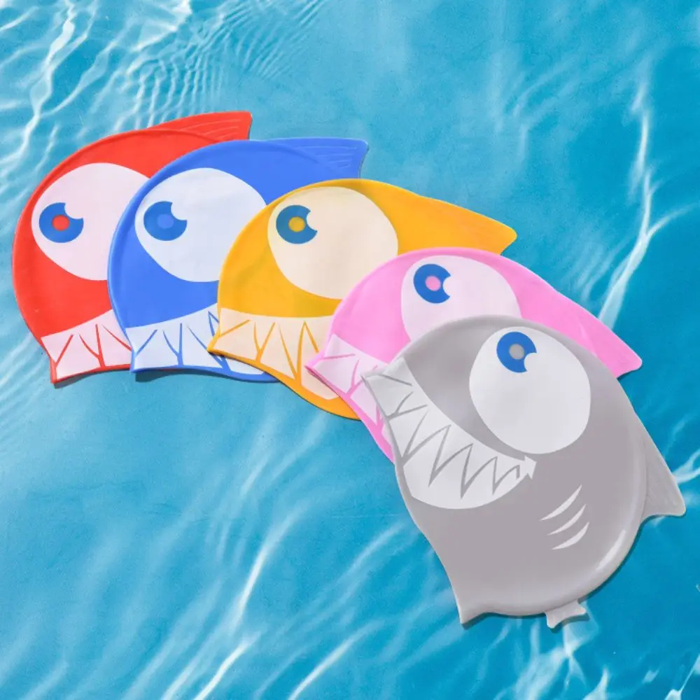 Gorro natación tiburón silicona impermeable unisex duradero para niños - imagen 4
