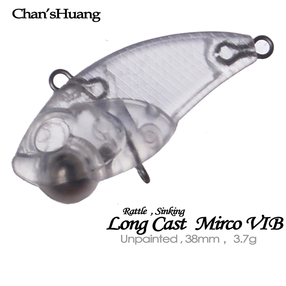 Chan'sHuang 30 Uds. Señuelos de pesca en blanco sin pintar 3,8 cm 3,7g de fundición larga Mirco VIB sonajero vibración DIY cebo Artificial hecho a mano