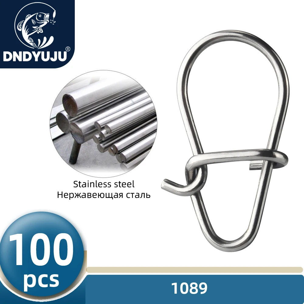 DNDYUJU 100X pesca bonito Pin de presión con gancho 304 conector de señuelo giratorio de acero inoxidable accesorios de aparejos de pesca herramienta para peces - imagen 3