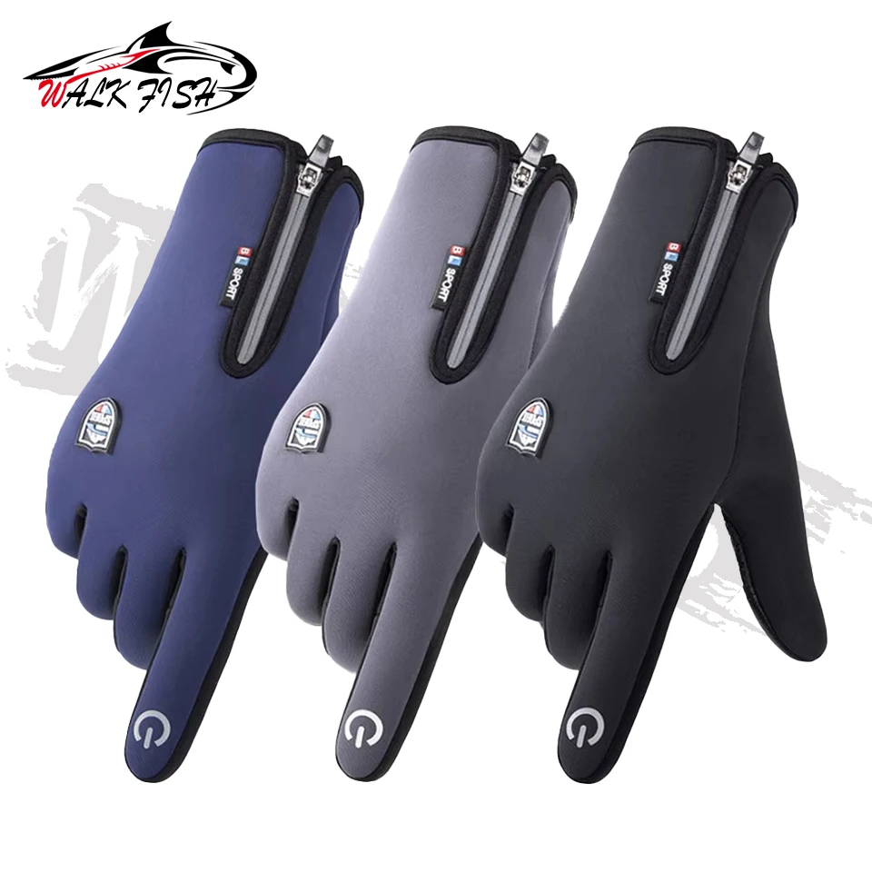 WALK FISH-guantes de pesca para hombre, resistentes al agua, con pantalla táctil, para ciclismo, lana, para exteriores, a prueba de viento, resistentes al desgaste, esquí y senderismo - imagen 5