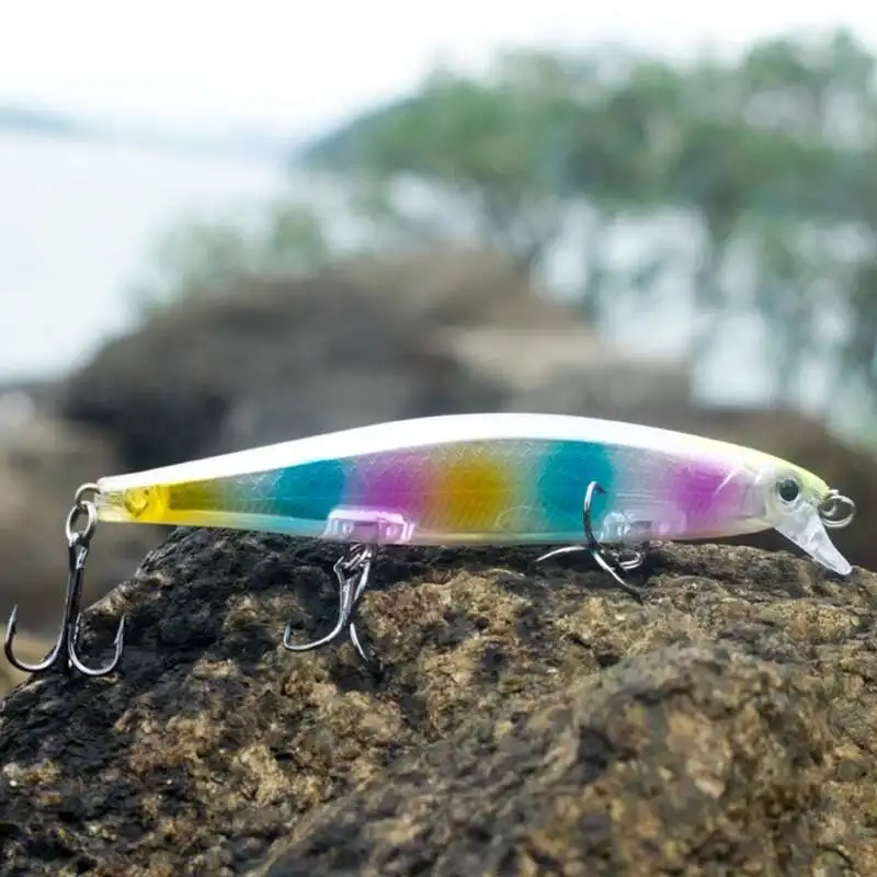 1pc Minnow Señuelos de Pesca de larga distancia a 3D los ojos con púas agudas ganchos agudos realista Bionic fishlures para perca de pesca bajo - imagen 5
