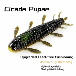 Cebo de palo de 10 piezas/8 piezas, 45mm, 55mm, fundición, señuelo de plástico blando pesado, gusano, cebo Artificial, sábalo de silicona para pesca de lubina