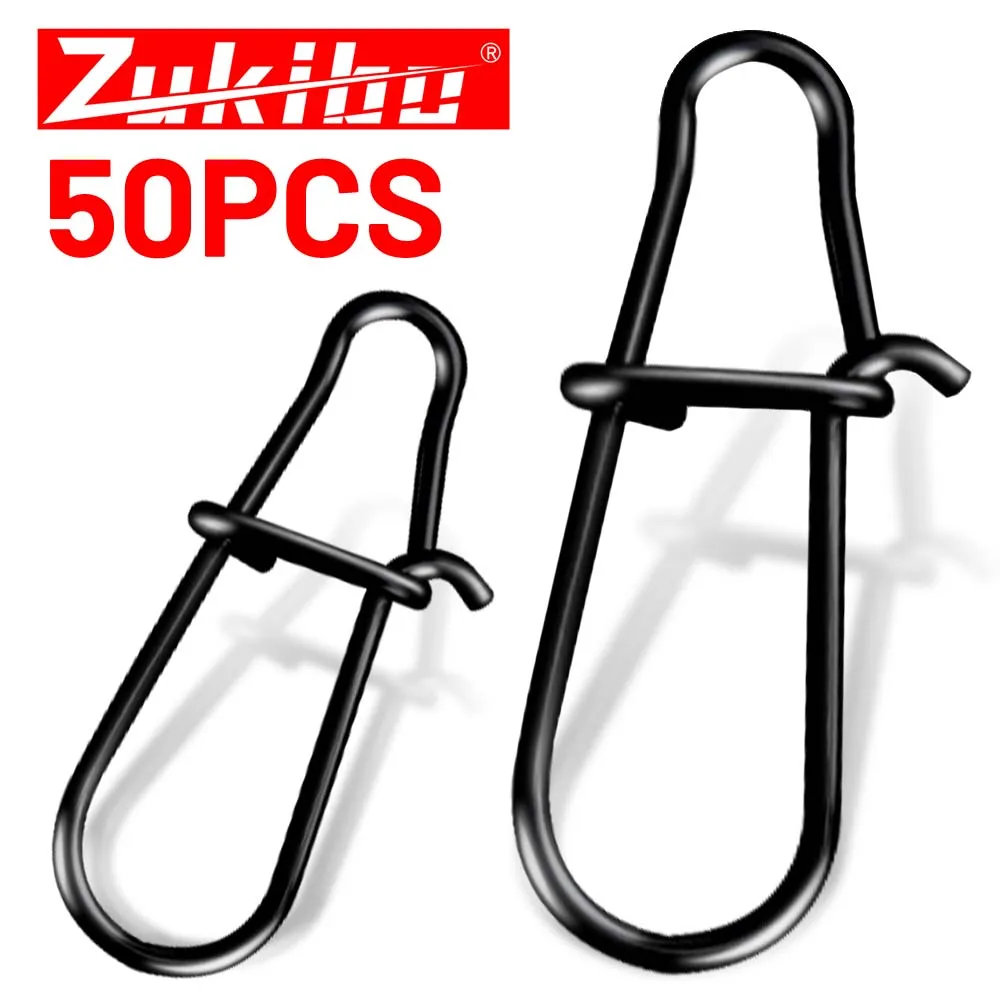 ZUKIBO 50PCS/100PCS broches de bloqueo Duo de pesca, color negro mate, Clips de cambio rápido de acero inoxidable resistentes para señuelo, Crankbaits, lubina
