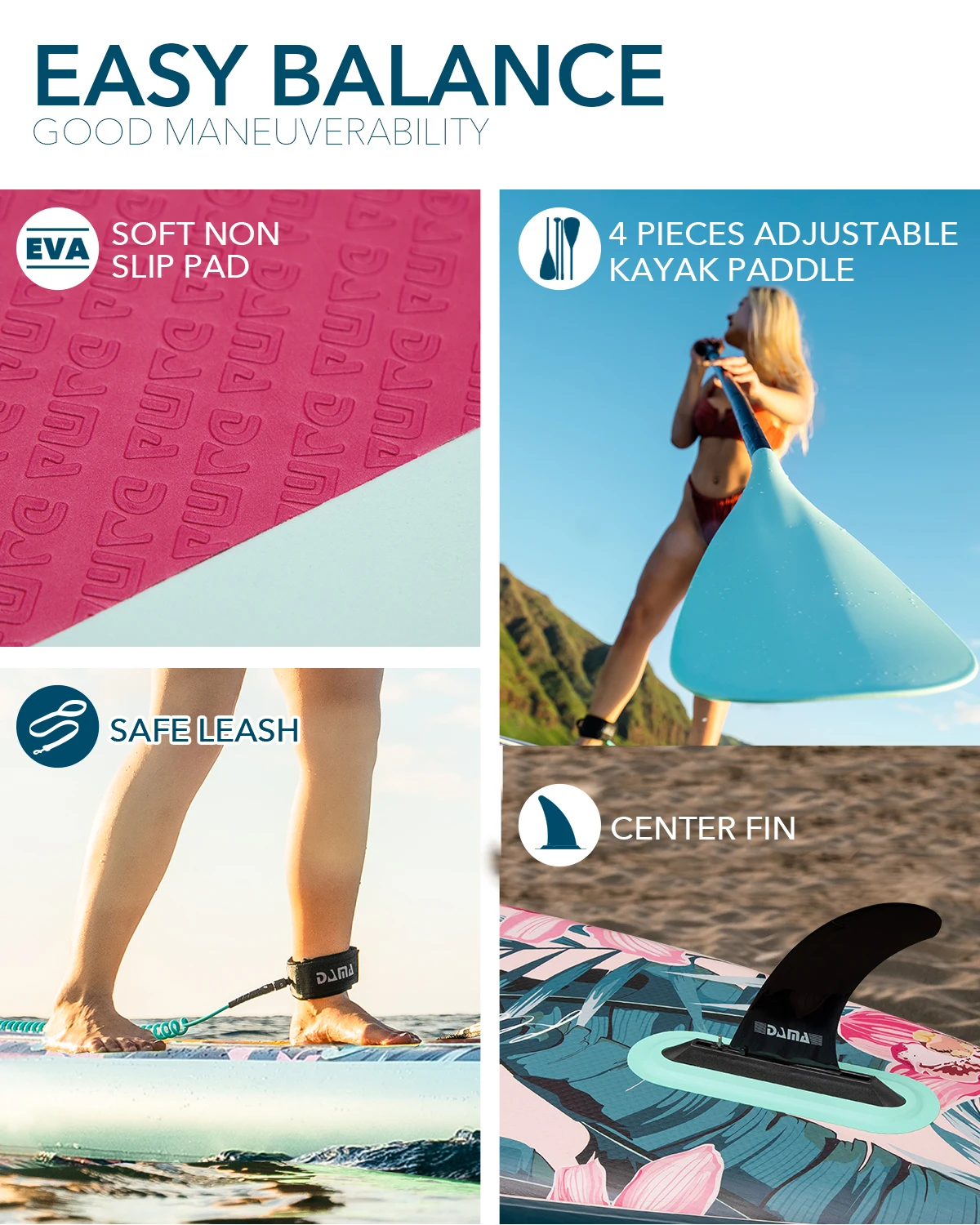 MyBoat-Tabla de SUP de flores para DAMA, remo, Kayak de pesca, remo de pie, surf de playa, tabla de surf inflable, bolsa de deporte acuático a bordo - imagen 3