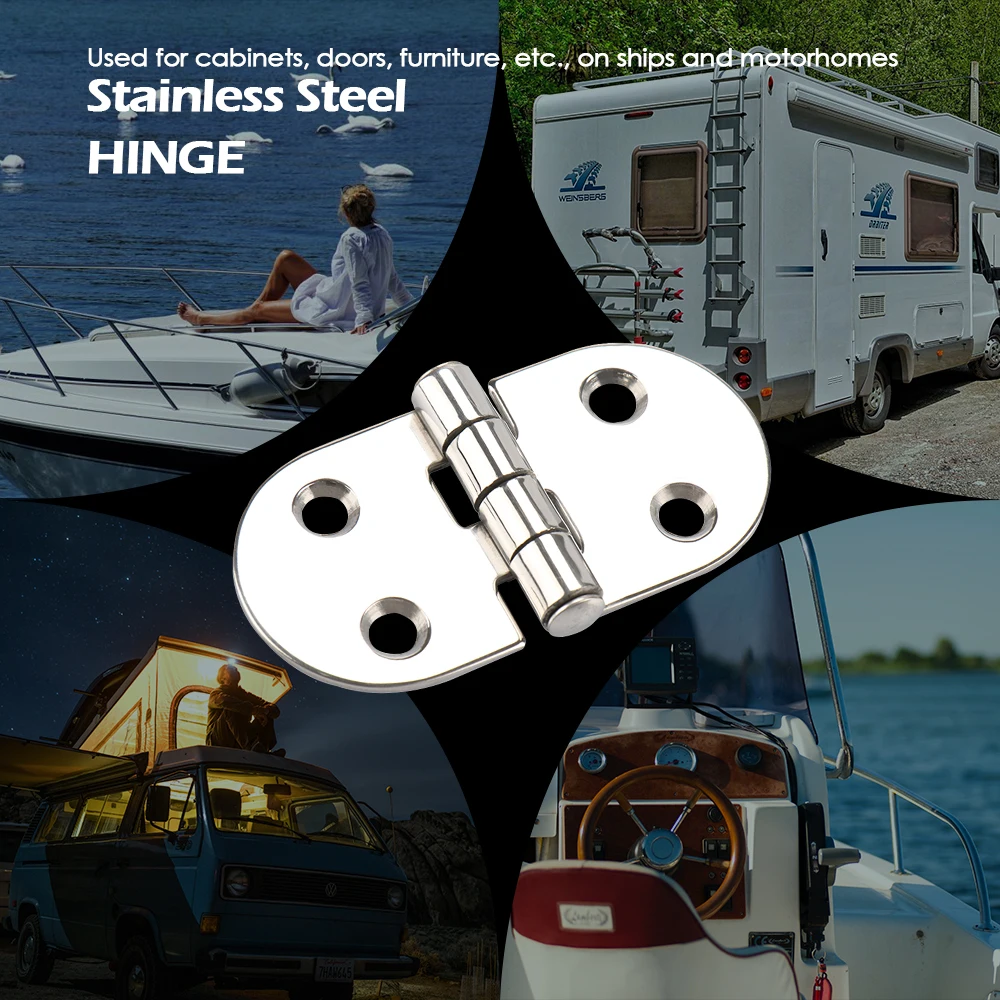 Bisagra de puerta fundida, accesorios para barcos, 4 piezas, grado marino, acero inoxidable, pulido, espejo, para puerta, mesa, caja de madera - imagen 3