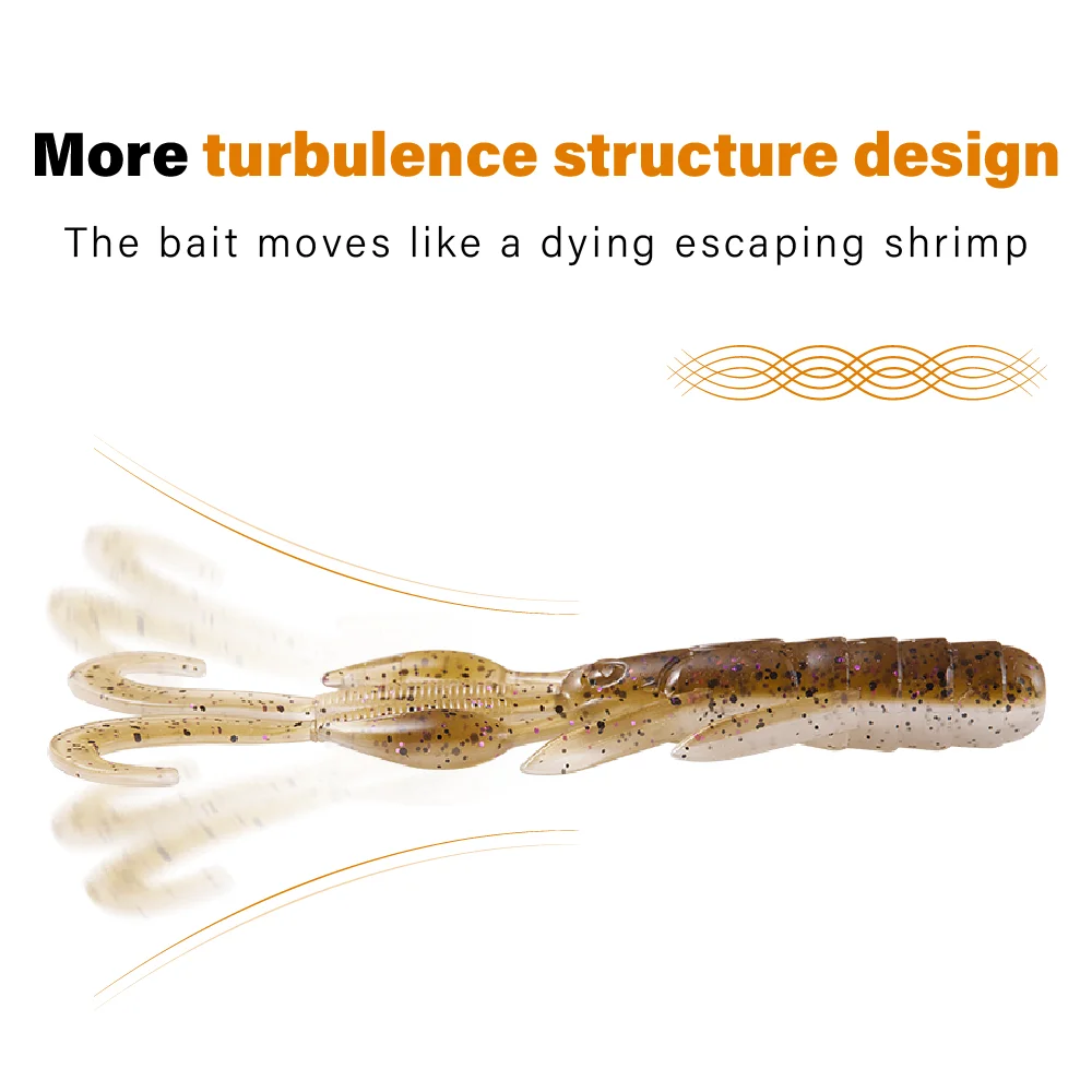 SOLOKING 6 unids/lote señuelo suave cebo Wafting Bug 7,6g 101mm Swimbait camarón señuelo cangrejo para pesca de lubina Kit de señuelo de gusano de plástico - imagen 5