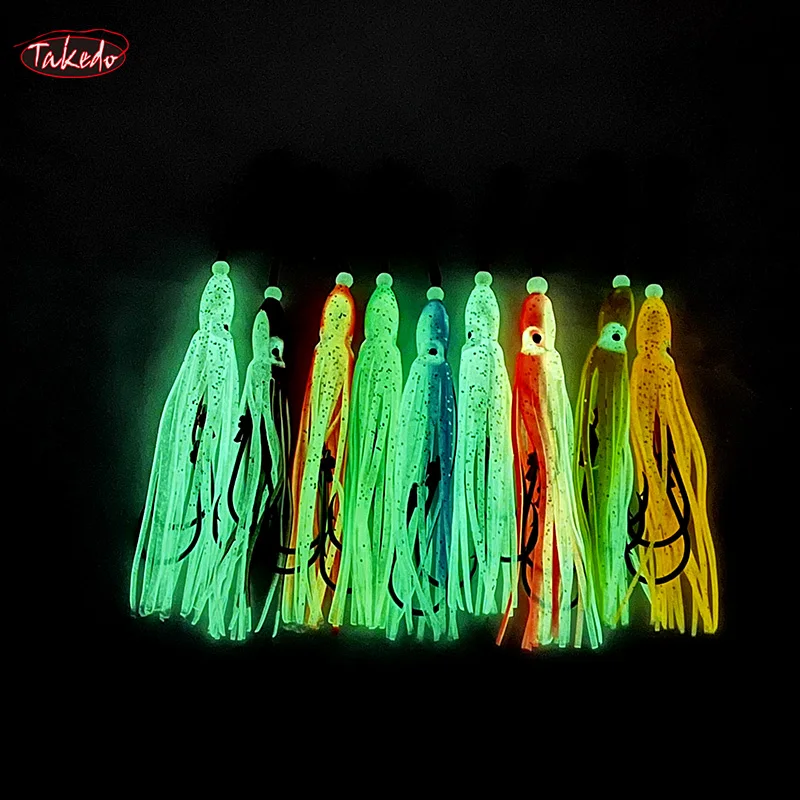 TAKEDO TH01 12cm 8,4g nuevo diseño señuelo de pesca de agua salada PVC suave pulpo Artificial falda de calamar señuelo Trolling señuelo - imagen 4