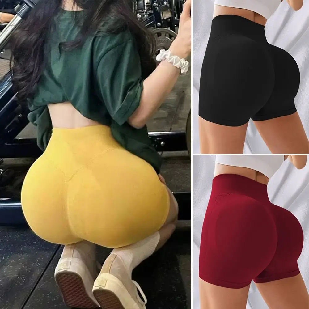 Pantalones cortos de impacto de cintura baja a la moda para mujer, pantalones cortos acanalados para entrenamiento, pantalones cortos de gimnasio, pantalones cortos para correr sin costuras - imagen 3