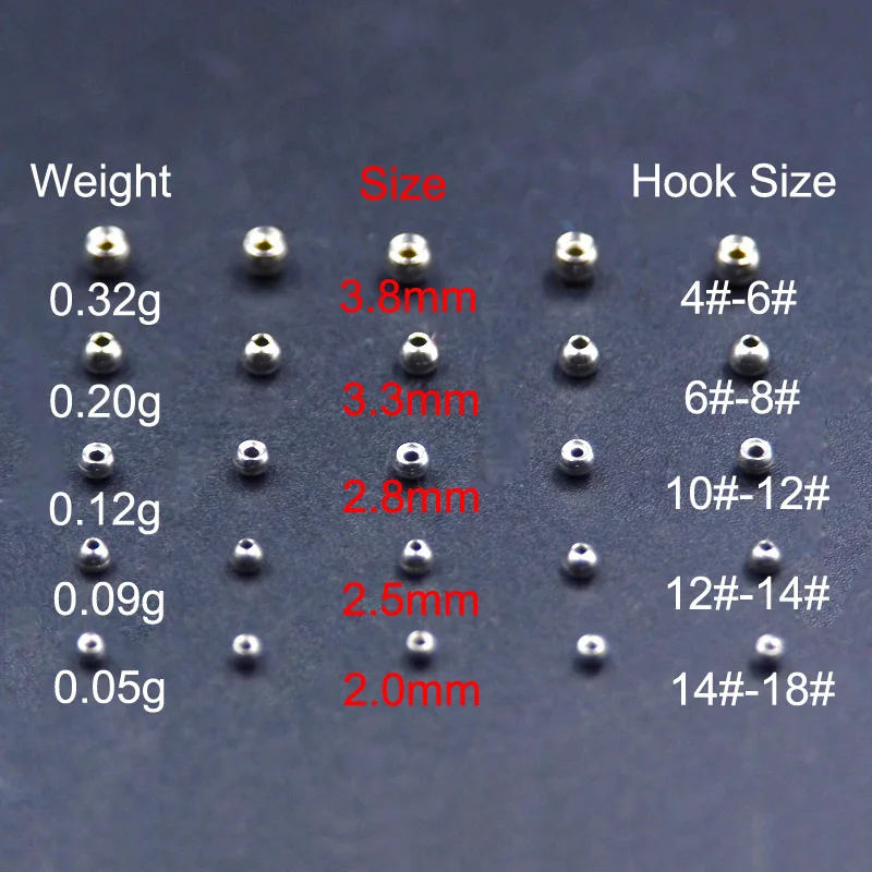 Cuentas de tungsteno con cabeza de Ninfa, materiales de atado de moscas, bolas de tungsteno, pesca con mosca, trucha, 20 piezas, 2,0mm/2,5mm/2,8mm/3,3mm - imagen 2