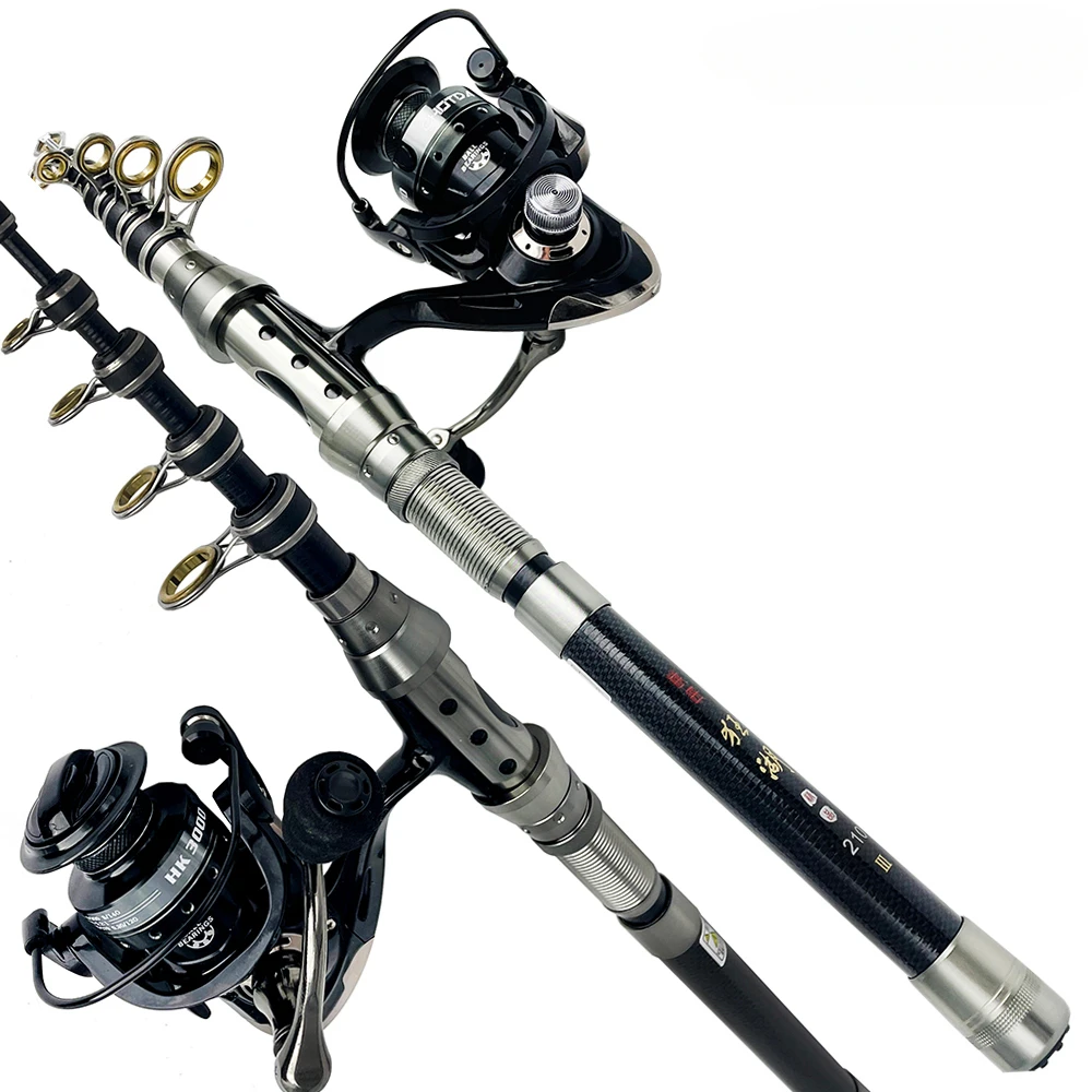 Juego de carretes de caña de pescar Superhard 1,5-2,4 m caña de pescar telescópica carrete de Pesca giratorio serie 2000 3000 aparejos de Pesca de mar Pesca - imagen 2