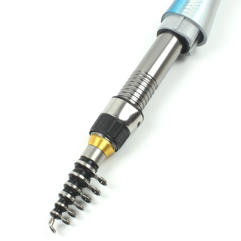 Mini caña de pescar telescópica de carbono para entretenimiento portátil, Mini caña de pescar de imitación en forma de pez de 1,6 m - imagen 5