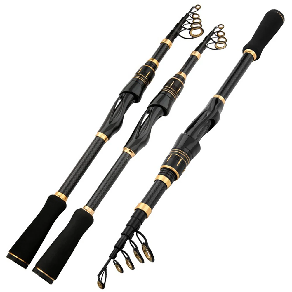 Caña de pescar giratoria ultraligera, longitud de almacenamiento, 42cm, cañas telescópicas de fibra de carbono para peces mandarín, calamar y aparejos de carpa