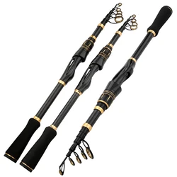 Caña de pescar giratoria ultraligera, longitud de almacenamiento, 42cm, cañas telescópicas de fibra de carbono para peces mandarín, calamar y aparejos de carpa