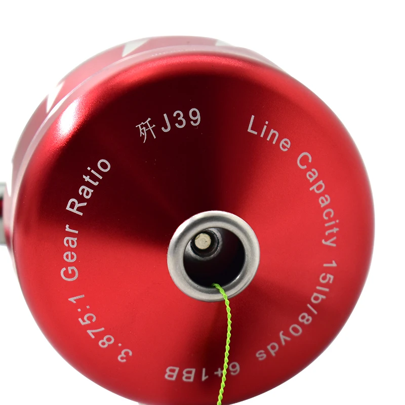 J39-carrete de pesca de Metal completo, Línea interior cerrada, arco compuesto, especial, relación de velocidad de 3,8: 1, dos colores - imagen 5