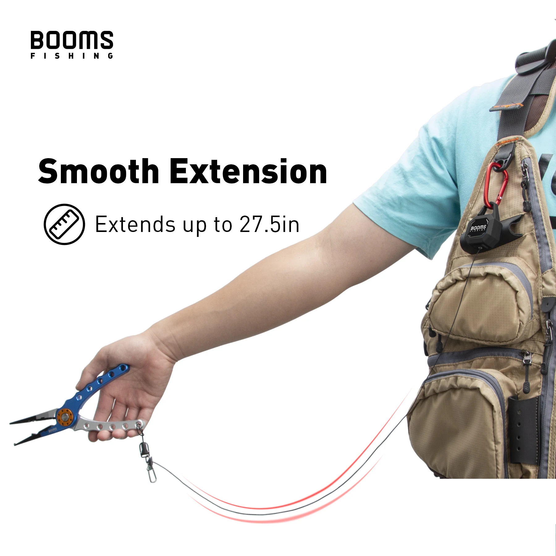 Booms Fishing RG4 herramientas de pesca con mosca, Retractor, engranaje de bloqueo, Tether, llavero retráctil de alta resistencia con accesorios de cable de acero - imagen 5