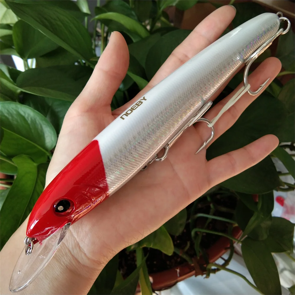 Noeby señuelo de pesca de pececillos de plástico duro, cebo Artificial grande Crankbait, Peche, lubina, Lucio, Carpa, accesorios, 18cm, 48g - imagen 4