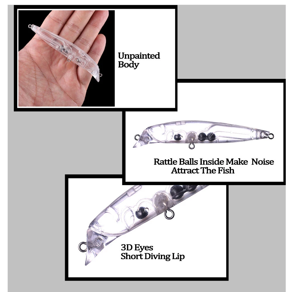 Chan'sHuang 20 piezas cebo en blanco sin pintar 9,5 cm 8,9g sonajeros flotantes labio de buceo corto pececillo DIY señuelo de pesca Artificial hecho a mano - imagen 4