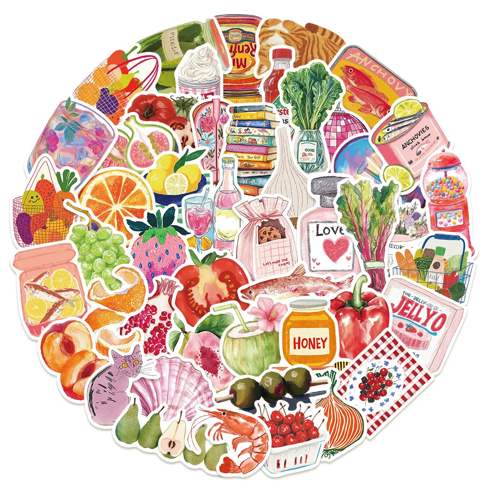 50 Uds. Pegatinas estéticas de arte de tomate mediterráneo para ordenador portátil Graffiti habitación monopatín impermeable Scrapbooking pegatinas para teléfono - imagen 3