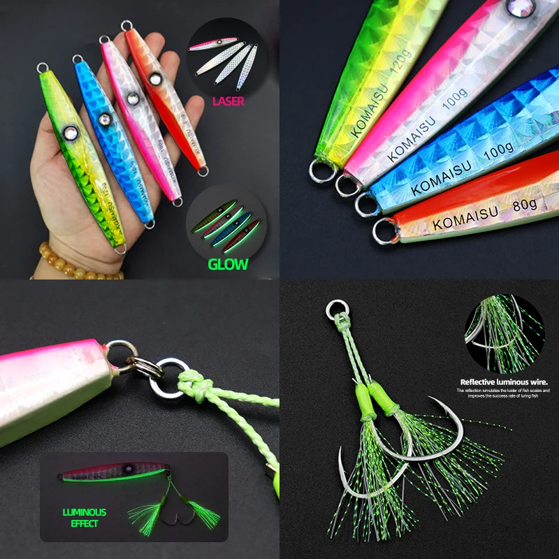 ZYZ-señuelo JIG para pesca en el mar, 80/100/120G, barco de mar, cebo de Jigging lento, Ideal para peces grandes, señuelo de cejola, 1 ud. - imagen 5