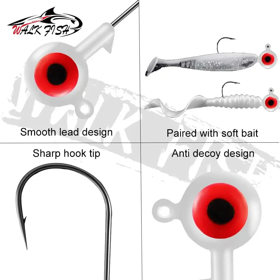 WALK FISH-anzuelo de pesca colorido para gusanos blandos, cebo artificial, aparejos de pesca, 1,75g, 3,5g, 5 unidades por lote - imagen 4