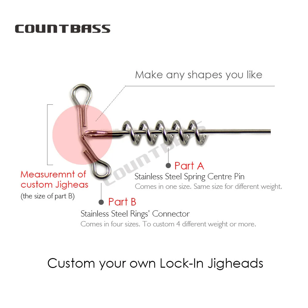 COUNTBASS 50 Uds 100 Uds Pin de centrado de resorte y formas de cables de conector para bloqueo de tornillo en cabezales componentes de Señuelos de Pesca - imagen 2