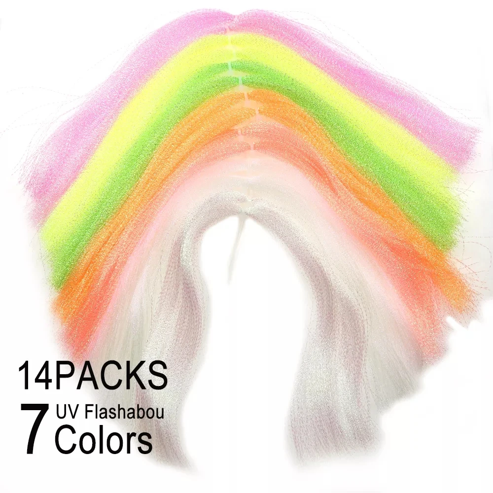 Wifreo-tachuelas de cristal fluorescente UV, Tinsel, Material de atado de moscas, plantilla de agua salada, 14 paquetes - imagen 3