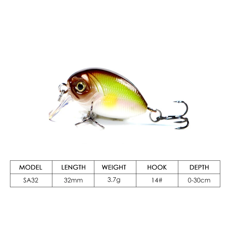 LETOYO-Mini señuelo de pesca de invierno, cebos duros artificiales, Crankbaits, wobblers para trucha, aparejos de pesca prech, 3,7g, 32mm - imagen 3