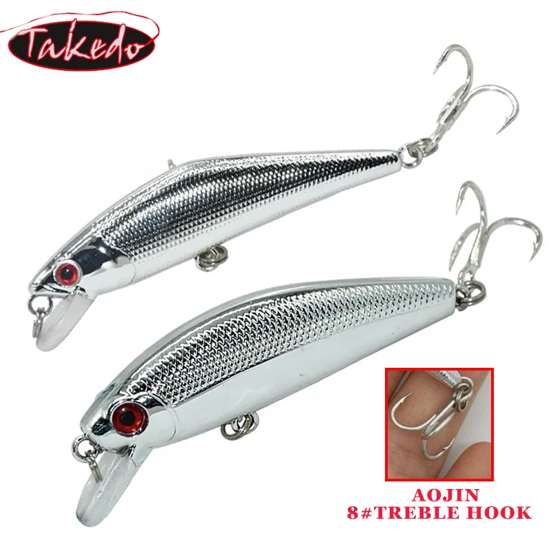 TAKEDO FF01 pececillo hundido 6,7 CM 10G 8G Señuelos de pesca serie de plata galvanizada cebo Artificial Teaser Wobblers para Lucio - imagen 5