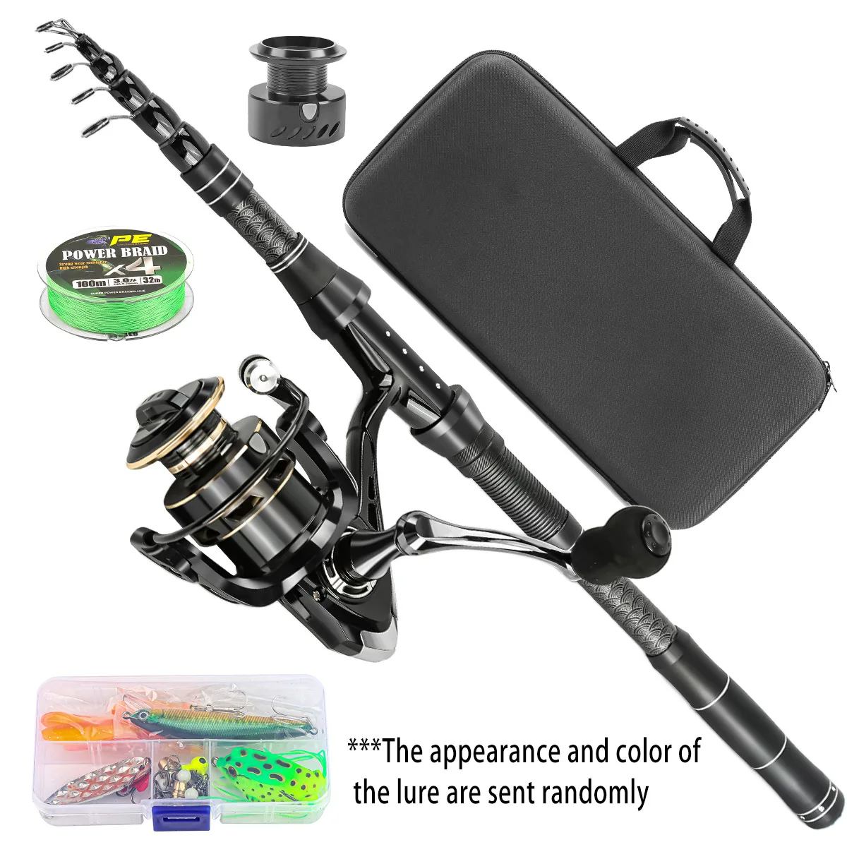 Juego combinado de caña de pescar telescópica y carrete giratorio con sedal, Kit de Señuelos de Pesca para agua dulce y salada - imagen 2