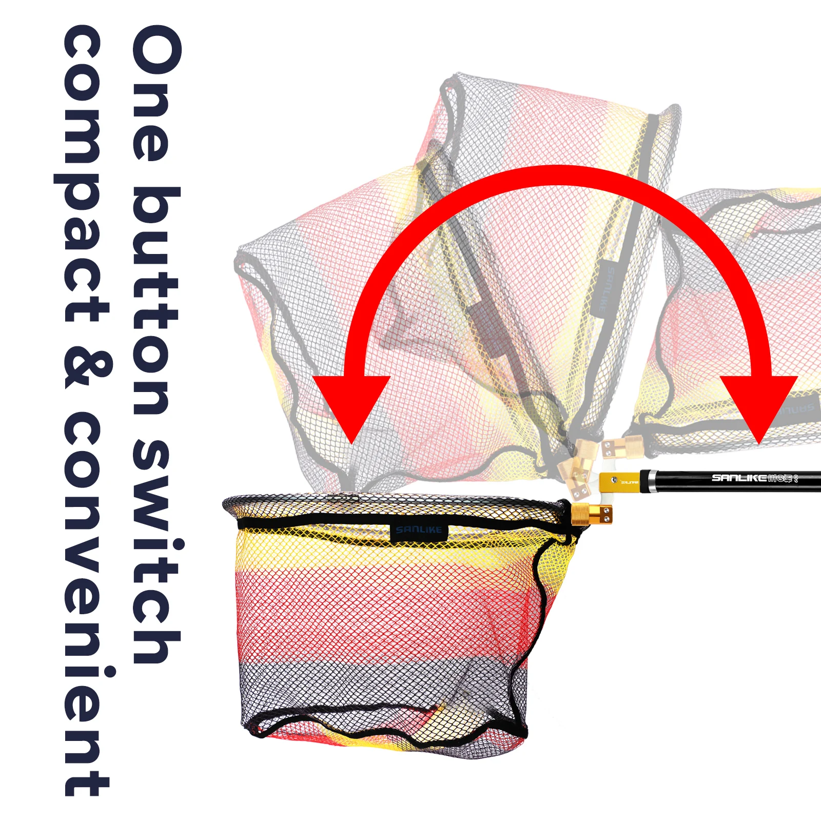 Red de pesca de Color SANLIKE y adaptador de aleación de aluminio de 1/2 pulgadas y 12 mm, marco plegable, red de inmersión de nailon, accesorios de pesca de red de aterrizaje - imagen 5