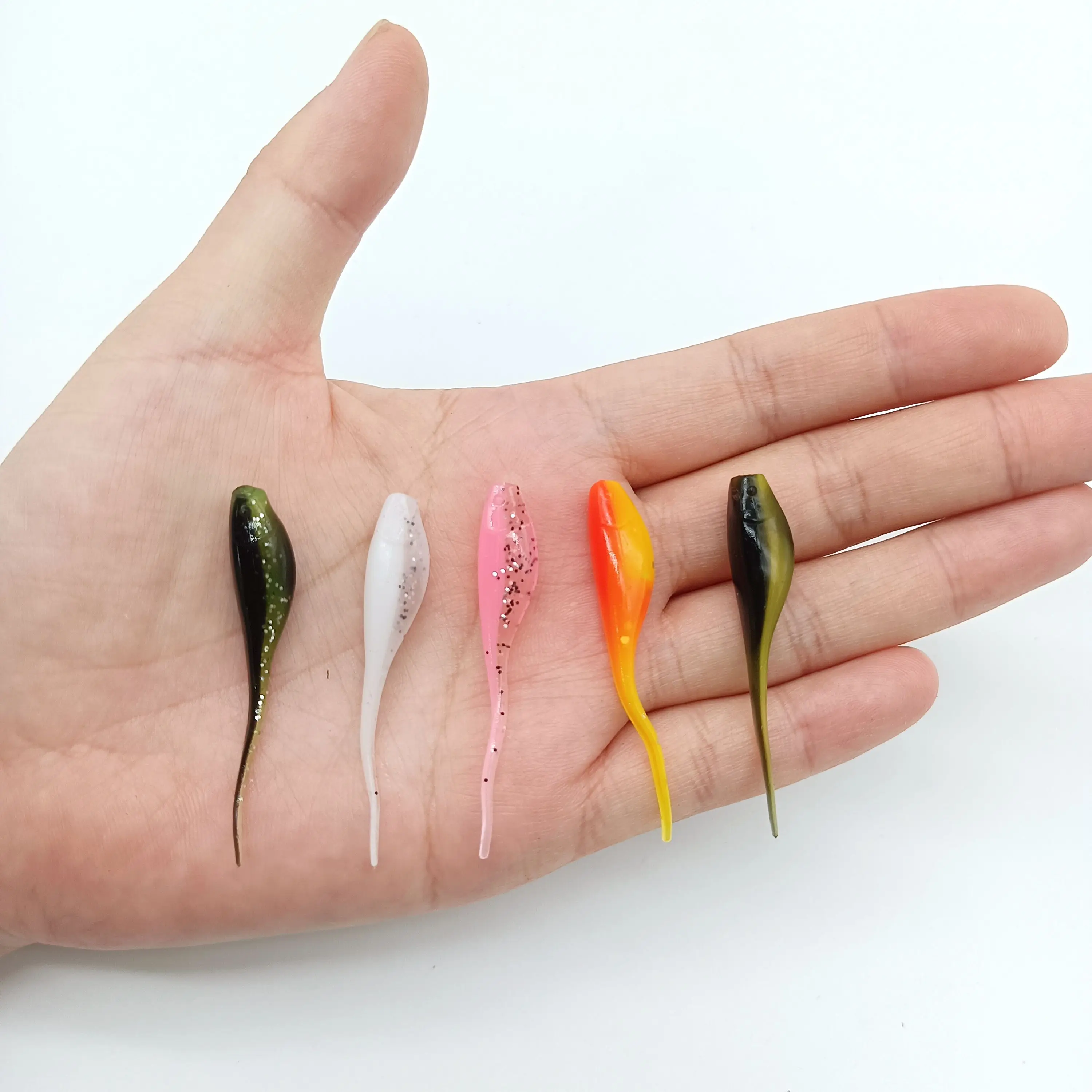 DUODUOYU 10 unids/lote señuelo de Pesca suave 0,8g/48mm girino cebo de silicona suave Jigging Wobblers señuelo Artificial Swimbait aparejos de Pesca - imagen 2