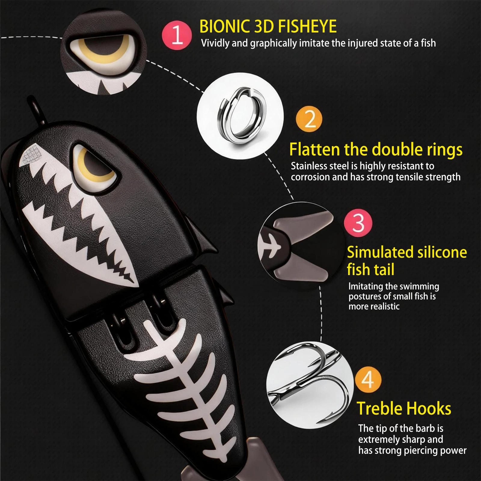 FishTrip 1 Uds 6cm 6,5g Swimbaits señuelo de pesca VIB con ojos 3D cebo de imitación realista de hundimiento lento - imagen 2