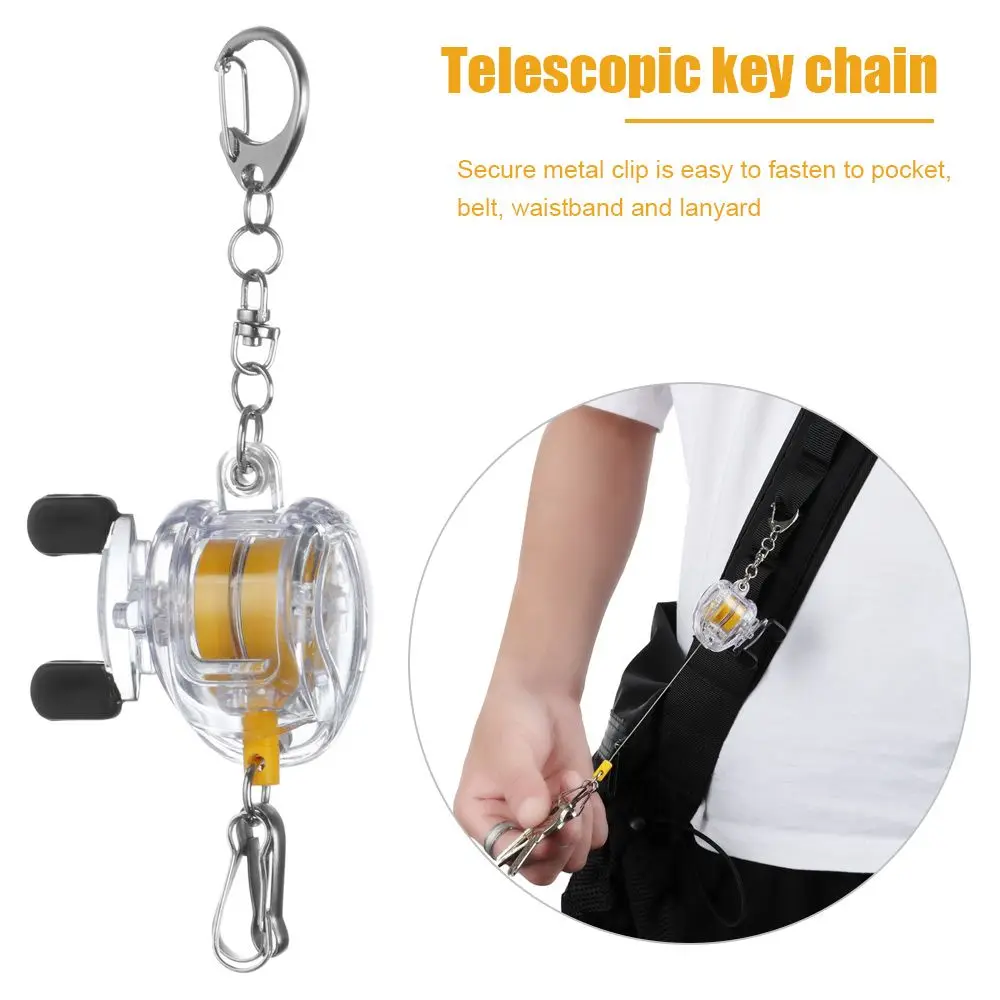 Llavero Retráctil con Forma de Carrete – Clip Cinturón para Pesca - imagen 4